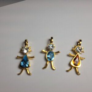 Boys and Girls Charms for Bracelets or Pendants 18k gold plated Vintage Blue